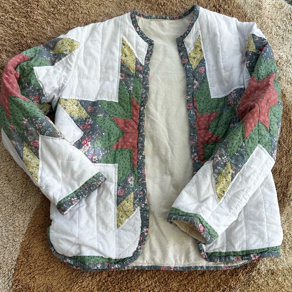 Vintage Jackets & Blazers - Vintage Handmade Cottage Core Quilt Jacket size small